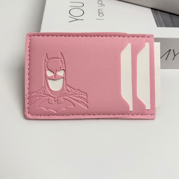 Personalized Batman Logo Leather Wallet and Card Holder Pink Batman pink Batman
