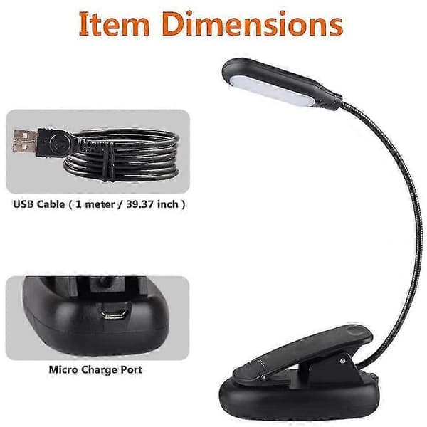 Rechargeable Book Light, LED Clip On Reading Light For Book In Bed, 3 Colors 3