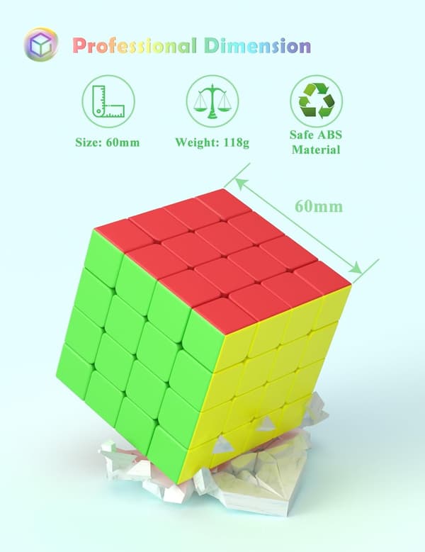 4X4 Speed Cube, Stickerless Magic Cube Lätt att Vrida och Smidig Speedcube - Snurrar Snabbare än Originalet (4x4x4)