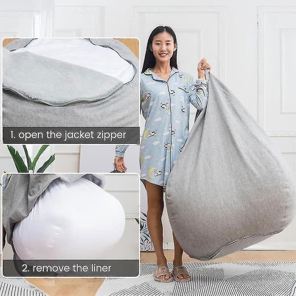 Innerfôr til Sittepuff - Stor 70X80cm, Enkel å Rengjøre, Kald Hvit