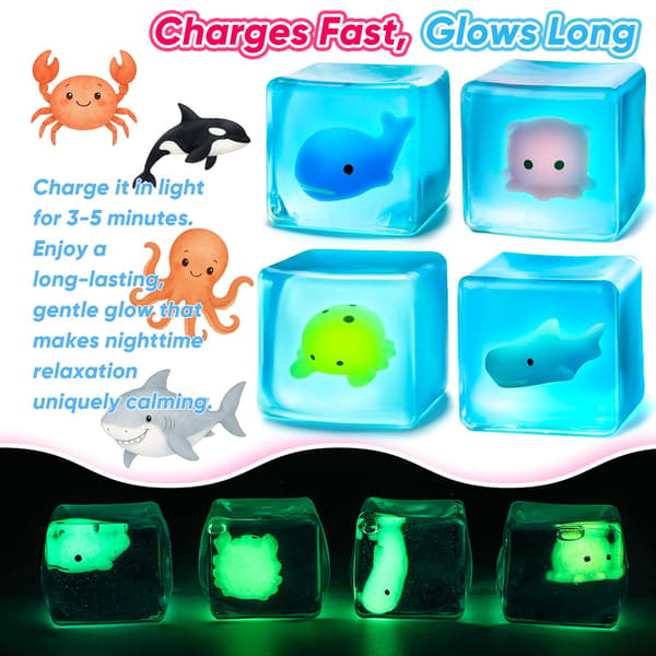 Isbit Stressball, 4-pakning Sakte Stigende Squishy Sensorisk Fidget-leke for Barn Ocean Ocean