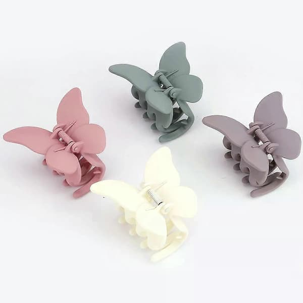 4 stk. Håraccessories med sommerfugle, 2,7\" hårklemmer, mat medium, til kvinder