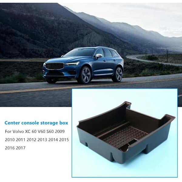 Armleneboks sekundær oppbevaringsbrett midtkonsoll organisator for XC60 S60 2009 2010 2011 2012 2013 2014 2015 2016 2017 / S60 2018