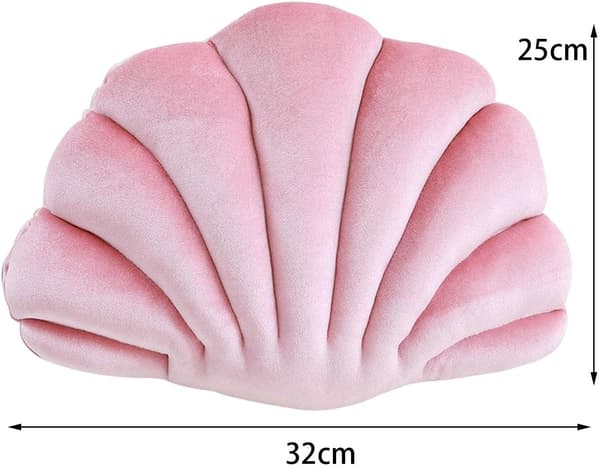 Skjellformede puter Muslingpute Gulvpute Multifunksjonell pute for sofa seng Slitesterk, rosa