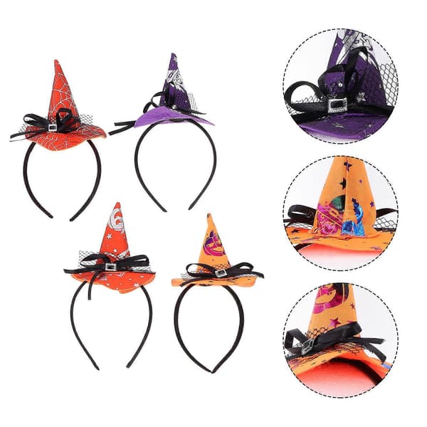 Halloween Heksehatt Hodeplagg for Festivalbruk 4-delt Sett