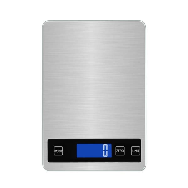 Digital Kitchen Scale, Rechargeable Stainless Steel Electronic Scale with LCD Display, 15kg/1g silver