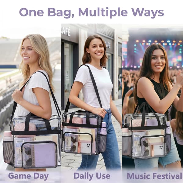 Clear Bag for Stadium Events, 12x6x12 Clear Tote Bag for Work
