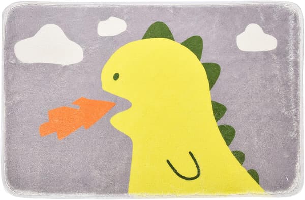 Dinosaur Bathroom Mat - Non-Slip Rubber Mat - Bathroom Doormat - Microfiber, Washable, Absorbent, Fun Patterned Soft Mat