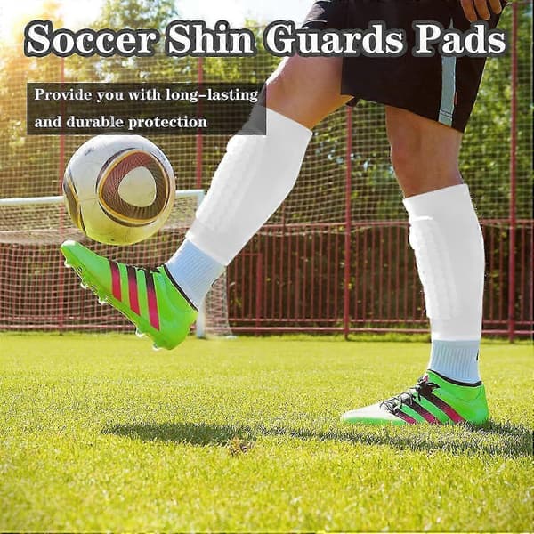 Kids Protective Gear - Durable Shin Guards with Compression Sleeve Technology White L L White