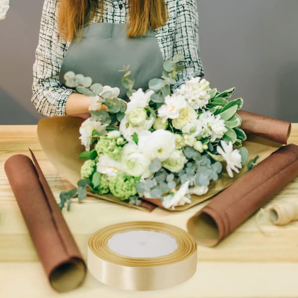 Beige band, 4cm x 22m dekorativt band presentförpackning för Valentin
