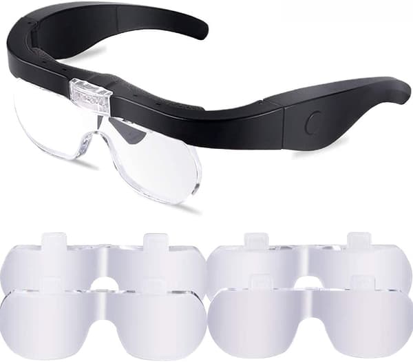 Hodemmontert forstørrelsesglass USB-oppladbart håndfritt forstørrelsesglass wit