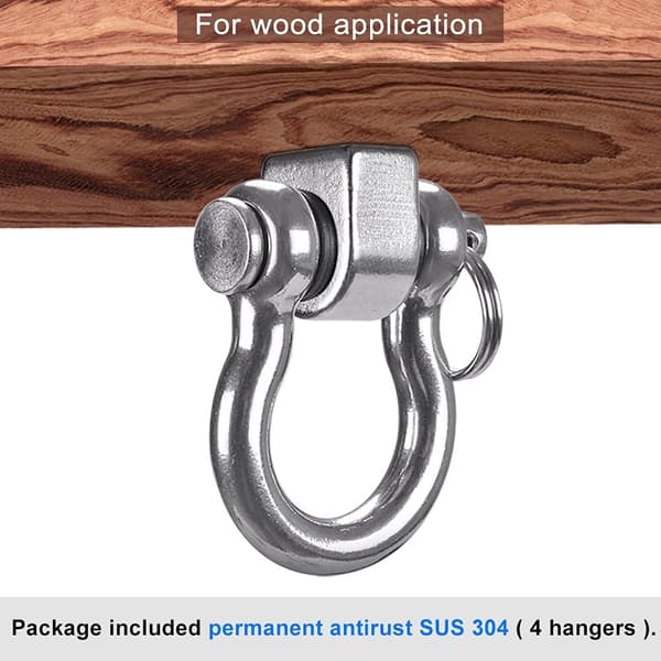180° gungupphängningar, monteringsfäste med öglebult i rostfritt stål (4-pack)