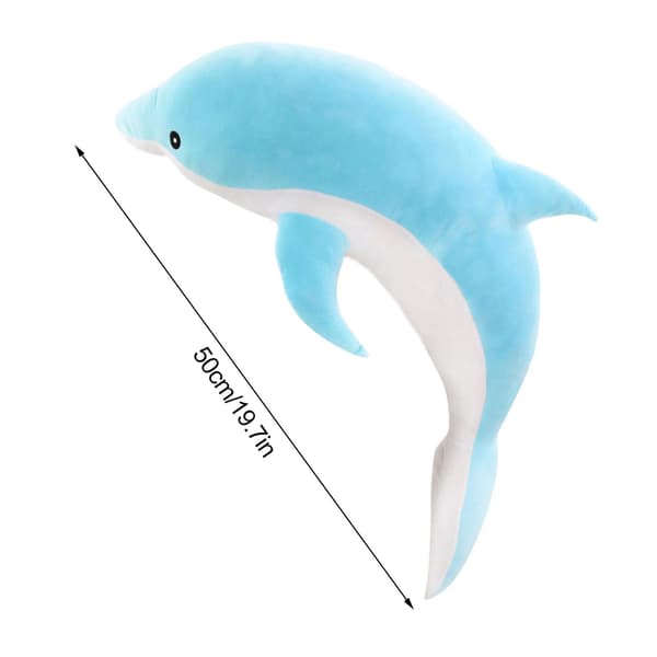 Blød delfin plys krammepude, stor blød delfin tøjdyr legetøj dukke gaver til børn, Valentinsdag, sengetøj Medium Medium Medium Blå Medium Blue