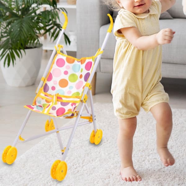 kowaku Doll Toy Foldable Pretend Play Stroller Role Play Pram Foldable Simulation Toy pp Fabric Suitable for Kids Home