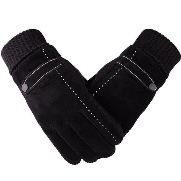 Black Warm Winter Gloves, Windproof Men's Gloves