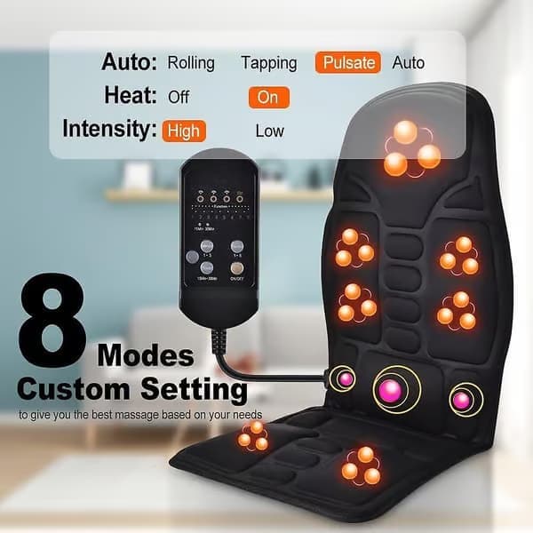 8-position helryggsmassage sittdyna bilbarnstolsmatta nackvärmemassager