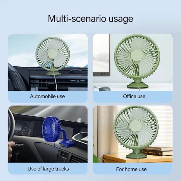 USB 5V Suction Cup Car Fan 3 Speeds Car Cooling Fan USB Charging 360 Degrees