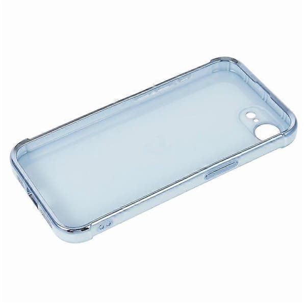 Etui til iPhone 16e, kjærlighetsmønster, TPU-telefonetui, galvanisert kant (blå)
