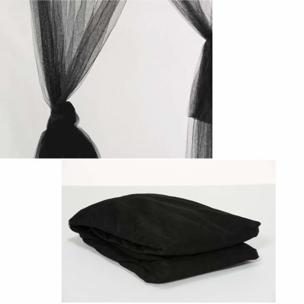 Double Mosquito Net, Black, 4 Posts, Bed Canopy, Decorative Princess, Square Mosquito Net, Large for Indoor Bedroom and Camping