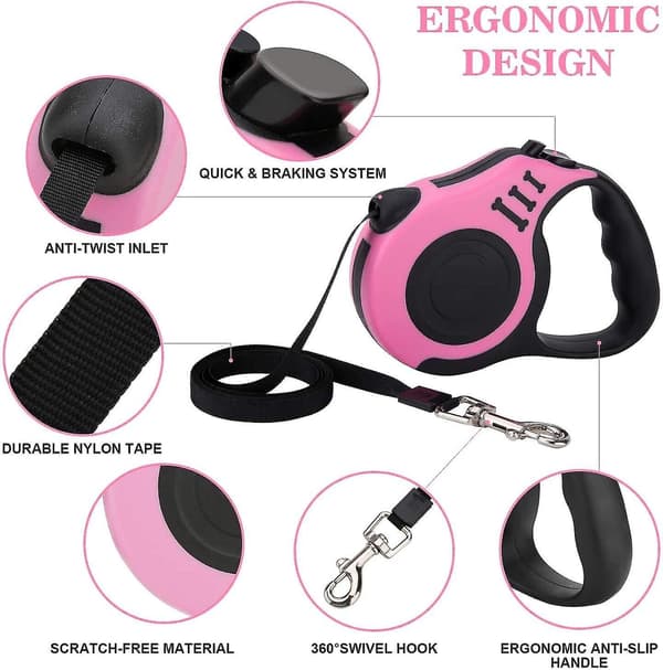 Retractable Dog Leash, Dog Walking Leash with Non-Slip Handle, Suitable for Small/Medium Dogs or Cats