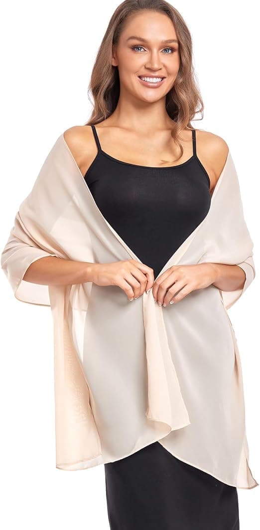 Beige, Dame-skjerf, Sjal, Chiffongskjerf, Tynt skjerf, 175*70cm, Beige Beige Beige