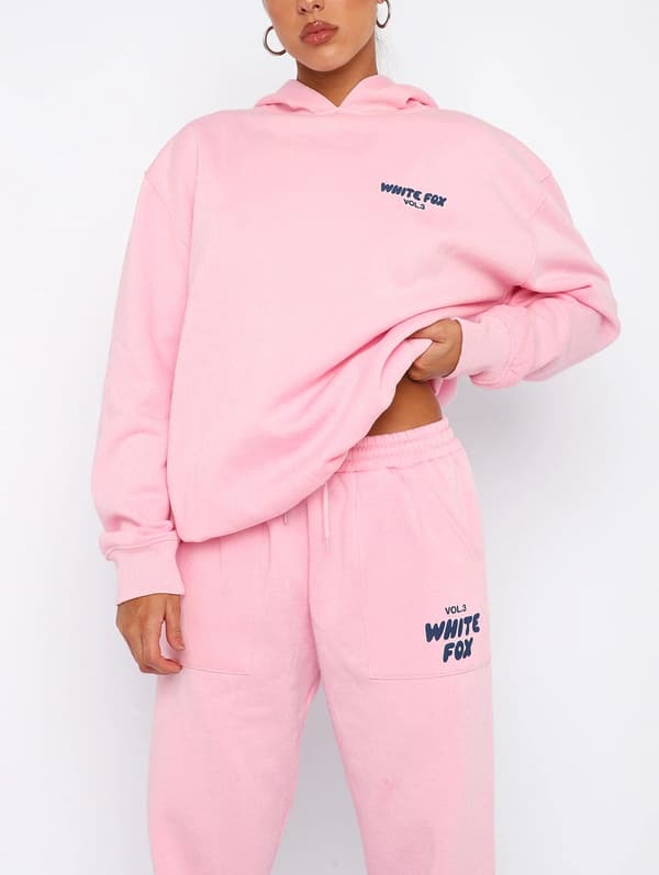 Forår Efterår Vinter Nyt Trøjesæt Mode Sport Fox Hættetrøjer Lyserød Pink Pink M# Pink M#
