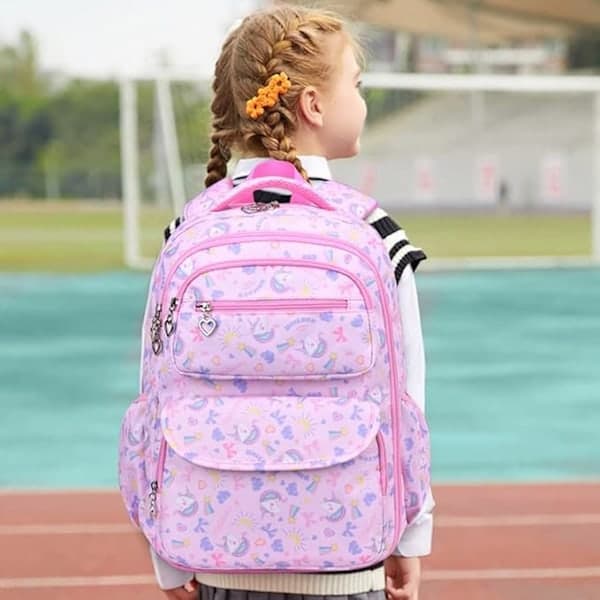 Waterproof Backpack for Teenagers and Children, Comfortable and Breathable School Backpack with Multiple Compartments Pink pink