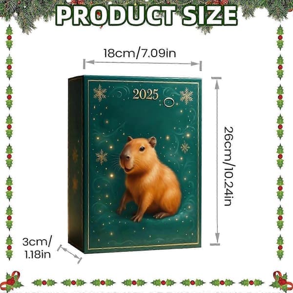 Capybara adventskalender 2026 med 2D-akrylprydnader