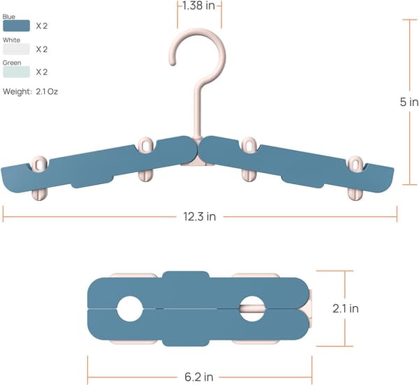 Suitcase Foldable Hangers with Clips, Portable Folding Hangers, Foldable Hangers for Clothes, Foldable Clothes Hangers