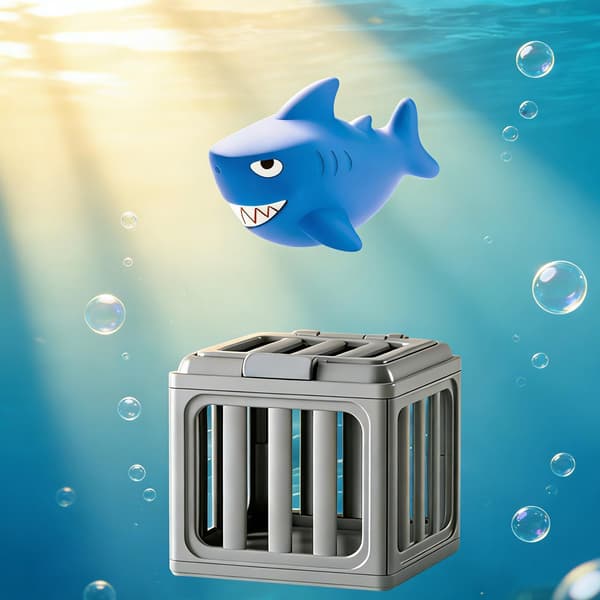 Interactive pool toy with diving cage and animals to encourage underwater exploration and team play while swimming Whale Whale