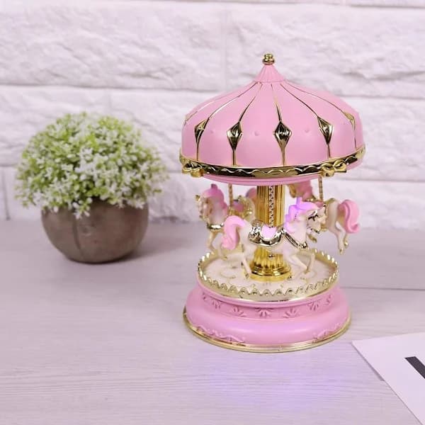 Karusell Spilledåse Romantisk Musikk Håndverk 3 Hester Karusell Musikk B[CO]