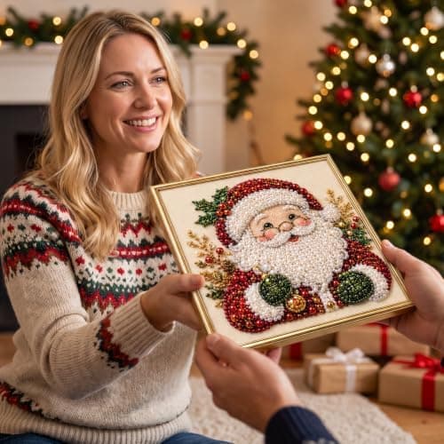 SundownAura DIY juleperlekunstsett med ramme for veggdekorasjon i hjemmet 5 stk 5pcs