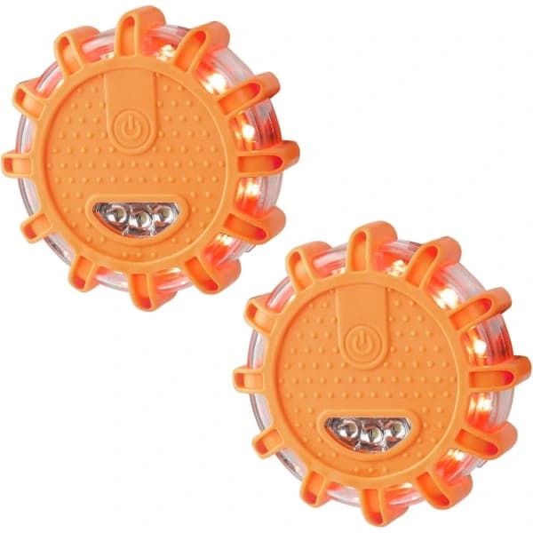 Gult LED-lys, 2 stk LED-lysrampe, nødlys, med magnetisk base og 9 blinkende moduser