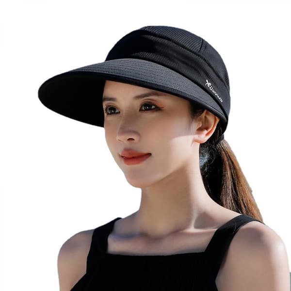 Solhatter for kvinner UV-beskyttelse Bred brem 2 i 1 Avtakbart visir Sommer Strandhatt Dame Sammenleggbar Golfhatt db