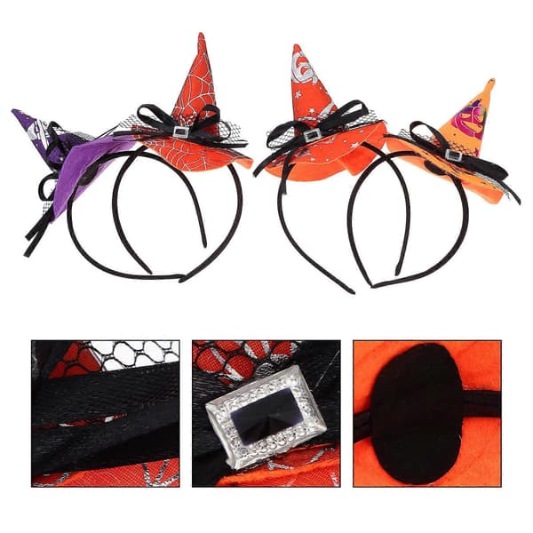 Halloween Heksehatt Hodeplagg for Festivalbruk 4-delt Sett