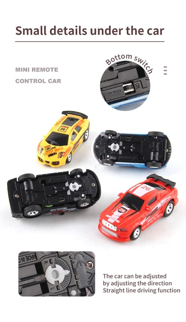 1:45 Mini Remote Control Car in a Tin Can - Requires 2 AA Batteries (Not Included), LED Lights Red Red Red Red