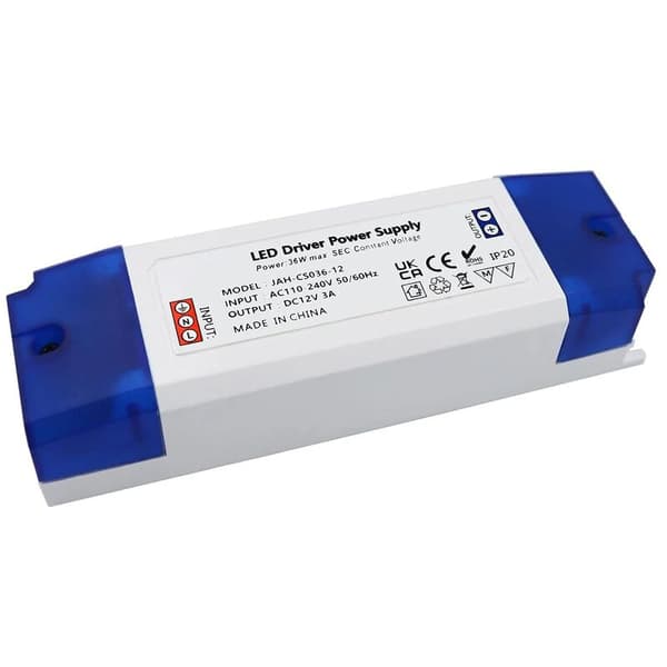 12V LED Transformator 0-36W, Konstant Spenning Strømforsyning for LED-strips, MR16 MR11 G4 Lamper, Belysning Under Skap
