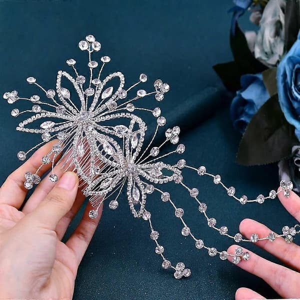 【LD】Håndlavet Brudehårkam med Elegant Sidetassel Bryllupshår Tilbehør Tiara HP499
