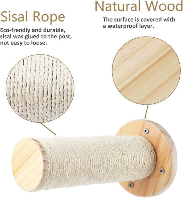Wall-mounted sisal cat ramp, cat scratching post, vertical climbing path for cat claws and higher climbing