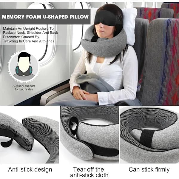 (Grå) Nackkudde, Ny Nackkudde, Memory Foam Nackkudde, Kan Förvara U-formad Kudde, Lämplig för Flygplan, C[co]