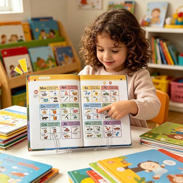 First Phonics Audio Book for Kids, Interactive ABC Alphabet & Phonics Learning Book, Rechargeable Talking Educational Toy with Music & Games