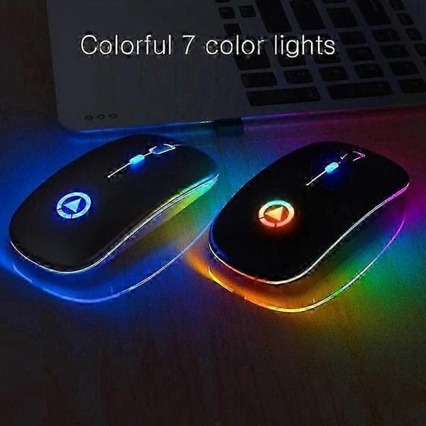 Yindiao genopladelig 2,4 GHz LED-baggrundsbelyst gamingmus (sort)