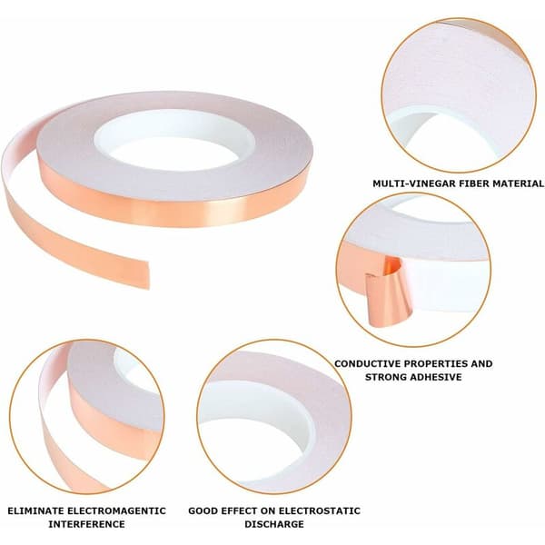 Ledende kobberfolietape, 2 ruller med lim for glassmaleri
