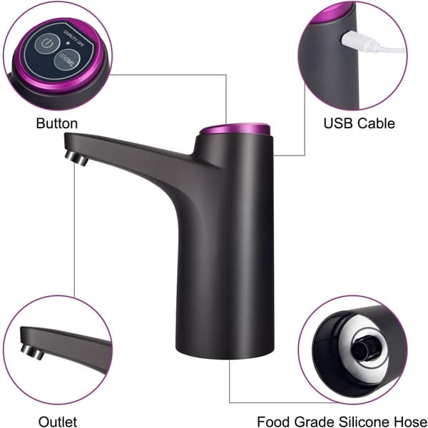 Elektrisk vannpumpe, USB-lading, automatisk vanndispenser for universal 3-5 gallon flasker_QUU