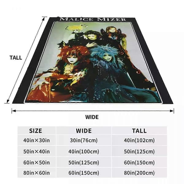 Multifunksjonell Malice Mizer Visual Kei Rock Band Teppe Merch Sofa Dekorativ Kunst Rock Teppe Pledd Myk Flanell Kompatibel med Reise