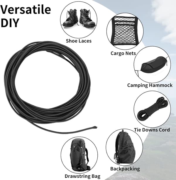 3 mm x 1 m elastiksnor, stærk elastiksnor til fastgørelse, elastiksnor til både, camping, trailere, snørebånd, håndværk, gør-det-selv-projekter