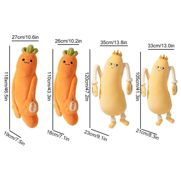 Morotskudde, 43\" stor morotskudde med RC-värme & klapparm + Bluetooth-inspelning, kroppskramande sovkuddar för sidan Medium Carrot Medium Carrot