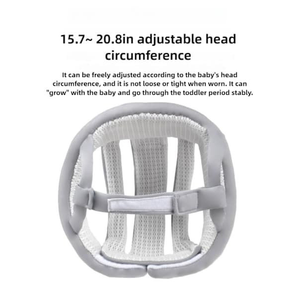 Baby Head Protection Hat for Crawling & Walking - Soft and Breathable Design with Adjustable Strap, 360° Shock Protection for 8-18 Months Grey grey