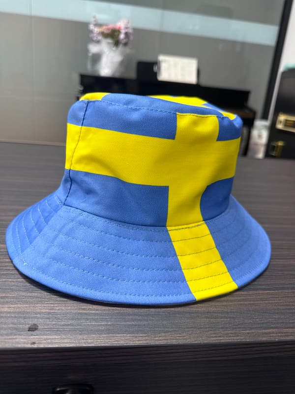 Sverige Flag Solhat, VM Supporter Hat, Dobbeltsidet Fiskerhat til Fans