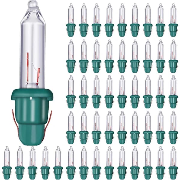 Christmas Light Replacement Bulbs - Mini Incandescent Bulbs 2.5V Mini Glass Bulbs with Base, 0.17 Amp, 0.425 Watt Clear